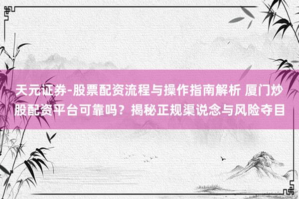 天元证券-股票配资流程与操作指南解析 厦门炒股配资平台可靠吗？揭秘正规渠说念与风险夺目
