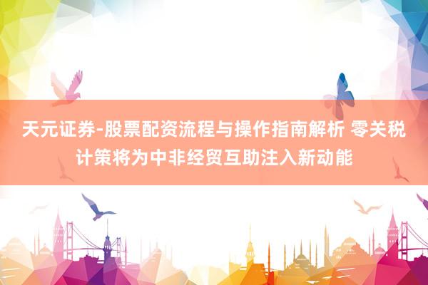 天元证券-股票配资流程与操作指南解析 零关税计策将为中非经贸互助注入新动能